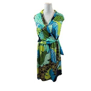 Ladies Karin Stevens Petites Bold‎ Print Tie Waist Dress Size 8 Petite